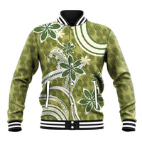 Hawaii Pupuala Plumeria Olive Green Baseball Jacket Polynesian Pattern LT01 Unisex Olive Green - Polynesian Pride