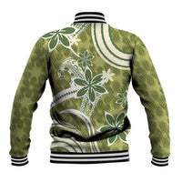 Hawaii Pupuala Plumeria Olive Green Baseball Jacket Polynesian Pattern LT01 - Polynesian Pride