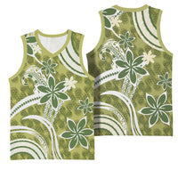 Hawaii Pupuala Plumeria Olive Green Basketball Jersey Polynesian Pattern LT01 - Polynesian Pride