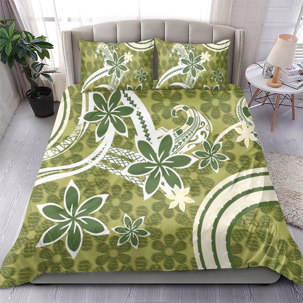 Hawaii Pupuala Plumeria Olive Green Bedding Set Polynesian Pattern LT01 - Polynesian Pride
