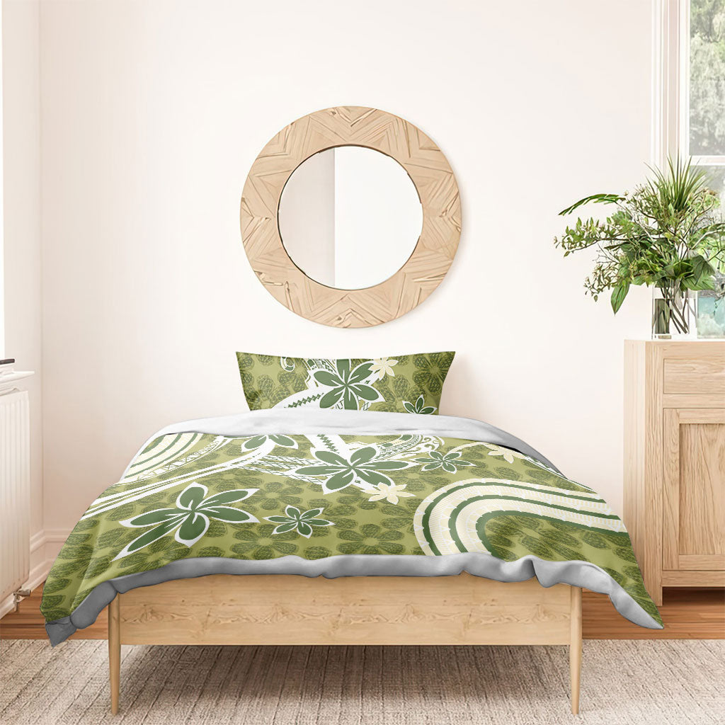 Hawaii Pupuala Plumeria Olive Green Bedding Set Polynesian Pattern LT01 - Polynesian Pride
