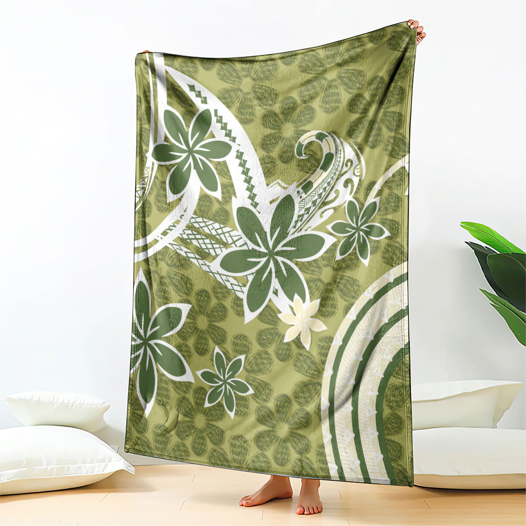 Hawaii Pupuala Plumeria Olive Green Blanket Polynesian Pattern LT01 - Polynesian Pride