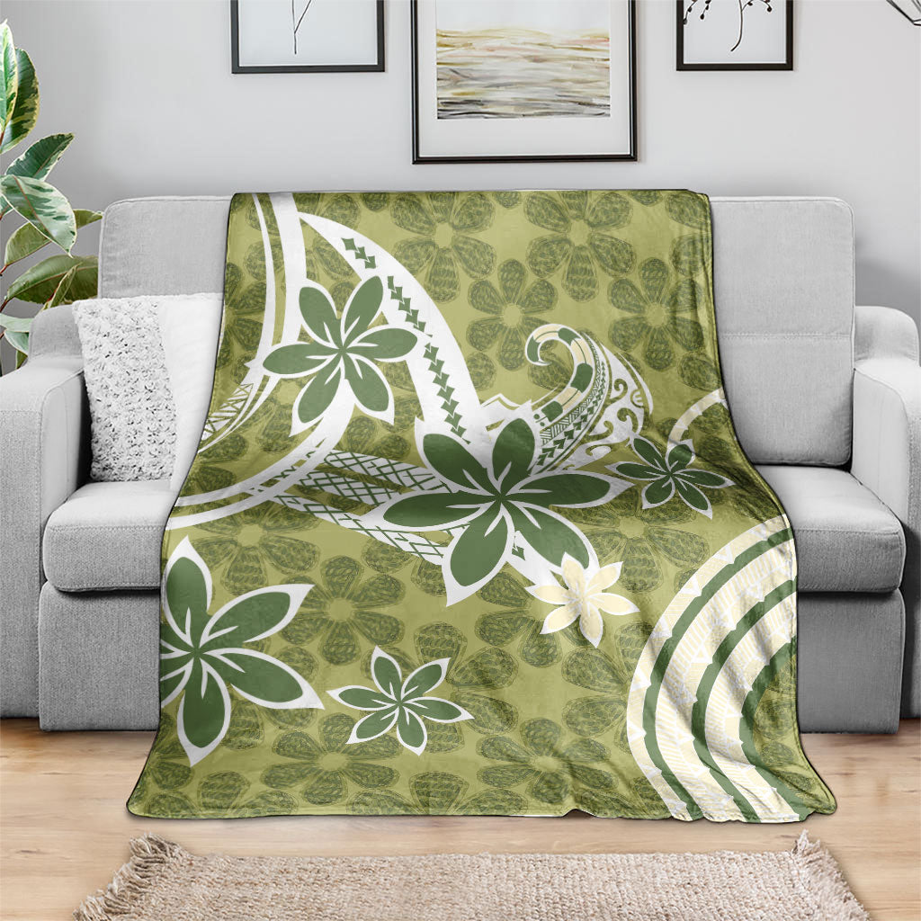 Hawaii Pupuala Plumeria Olive Green Blanket Polynesian Pattern LT01 - Polynesian Pride