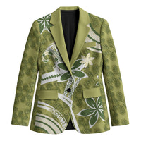 Hawaii Pupuala Plumeria Olive Green Blazer Polynesian Pattern LT01 Unisex Olive Green - Polynesian Pride