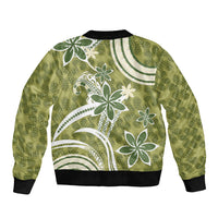Hawaii Pupuala Plumeria Olive Green Bomber Jacket Polynesian Pattern LT01 - Polynesian Pride