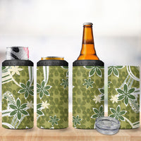 Hawaii Pupuala Plumeria Olive Green 4 in 1 Can Cooler Tumbler Polynesian Pattern LT01 - Polynesian Pride