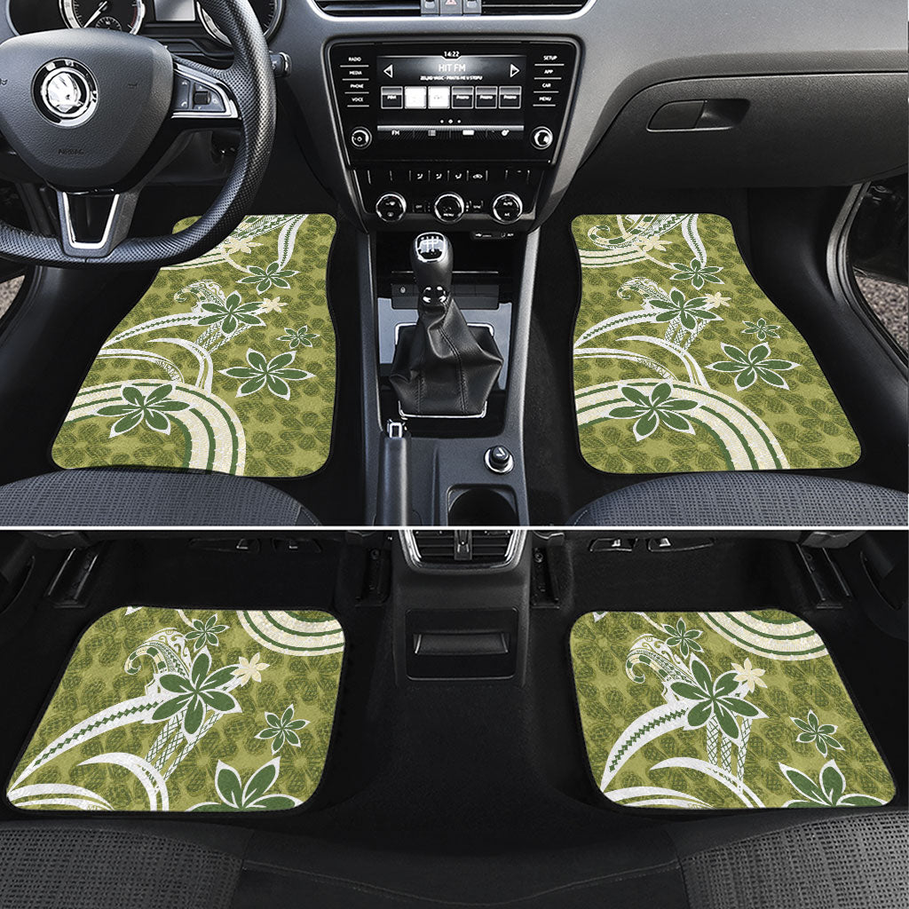 Hawaii Pupuala Plumeria Olive Green Car Mats Polynesian Pattern LT01 Set 4pcs Olive Green - Polynesian Pride