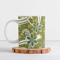 Hawaii Pupuala Plumeria Olive Green Ceramic Mug Polynesian Pattern LT01 Olive Green - Polynesian Pride
