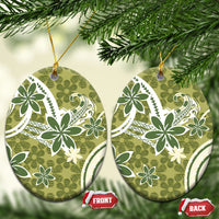 Hawaii Pupuala Plumeria Olive Green Ceramic Ornament Polynesian Pattern LT01 Oval Olive Green - Polynesian Pride