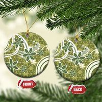Hawaii Pupuala Plumeria Olive Green Ceramic Ornament Polynesian Pattern LT01 Circle Olive Green - Polynesian Pride