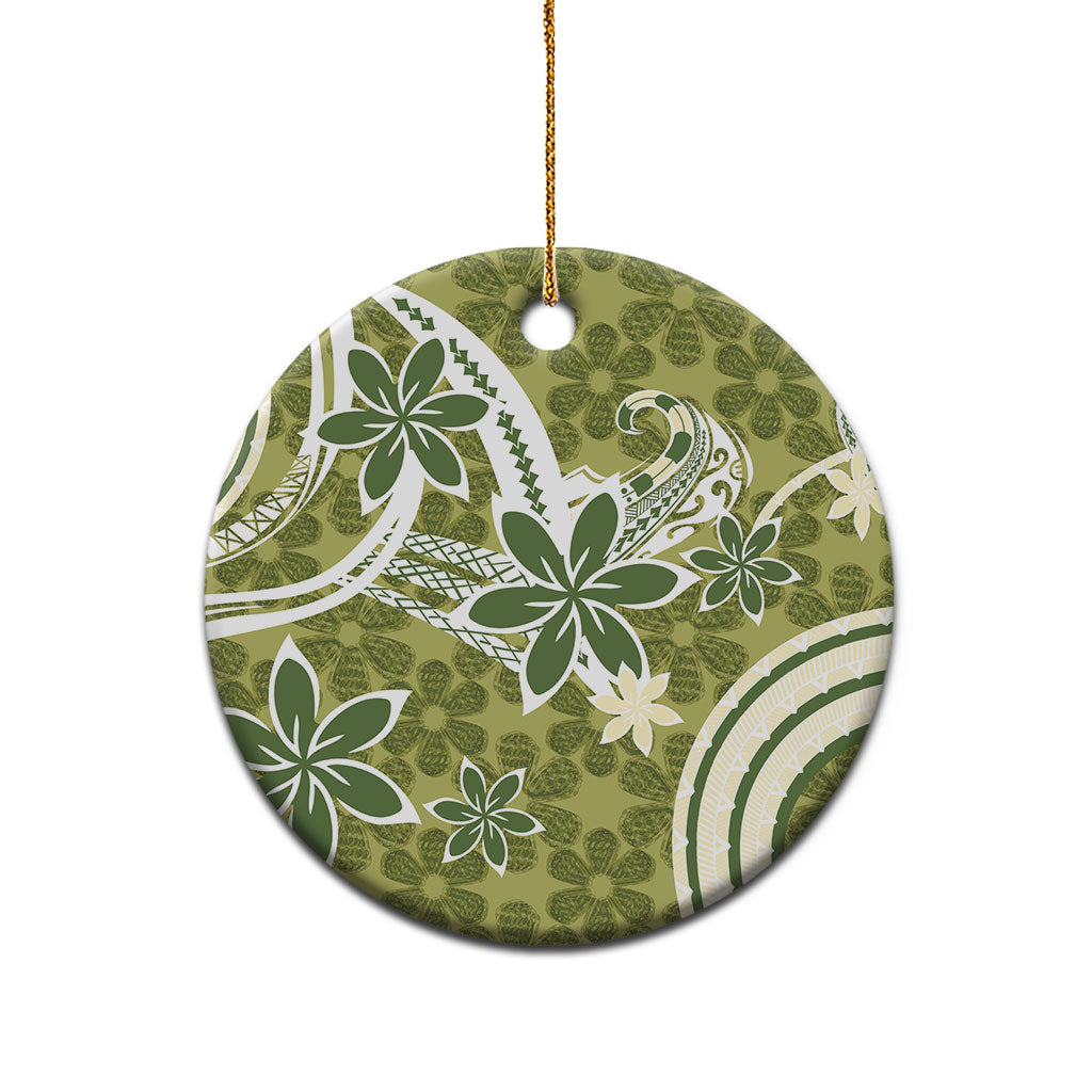 Hawaii Pupuala Plumeria Olive Green Ceramic Ornament Polynesian Pattern LT01 - Polynesian Pride