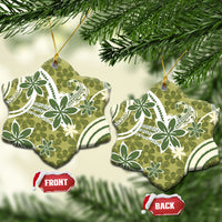 Hawaii Pupuala Plumeria Olive Green Ceramic Ornament Polynesian Pattern LT01 Snow Flake Olive Green - Polynesian Pride