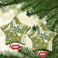 Hawaii Pupuala Plumeria Olive Green Ceramic Ornament Polynesian Pattern LT01 Star Olive Green - Polynesian Pride