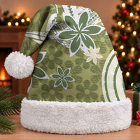 Hawaii Pupuala Plumeria Olive Green Christmas Santa Hat Polynesian Pattern LT01 With Fur Olive Green - Polynesian Pride