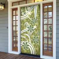 Hawaii Pupuala Plumeria Olive Green Door Cover Polynesian Pattern LT01 - Polynesian Pride