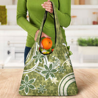 Hawaii Pupuala Plumeria Olive Green Grocery Bag Polynesian Pattern LT01 - Polynesian Pride