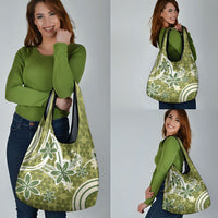 Hawaii Pupuala Plumeria Olive Green Grocery Bag Polynesian Pattern LT01 - Polynesian Pride