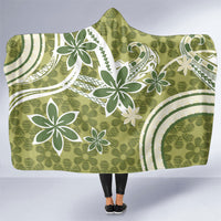 Hawaii Pupuala Plumeria Olive Green Hooded Blanket Polynesian Pattern LT01 One Size Olive Green - Polynesian Pride