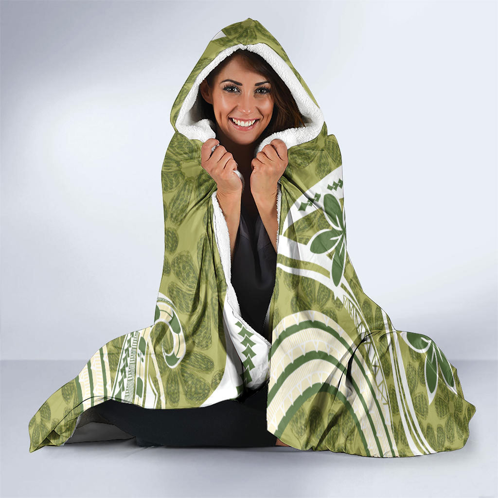 Hawaii Pupuala Plumeria Olive Green Hooded Blanket Polynesian Pattern LT01 - Polynesian Pride