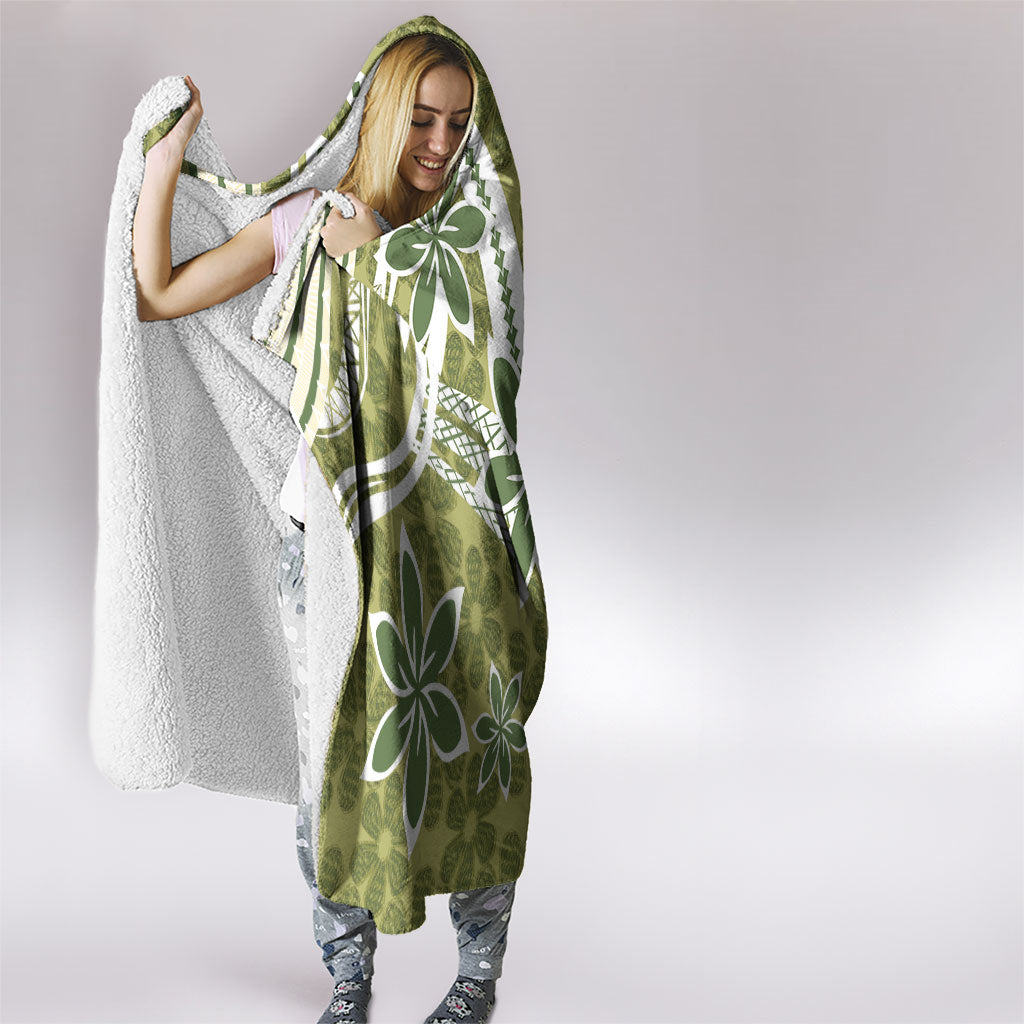 Hawaii Pupuala Plumeria Olive Green Hooded Blanket Polynesian Pattern LT01 - Polynesian Pride