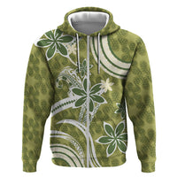 Hawaii Pupuala Plumeria Olive Green Hoodie Polynesian Pattern LT01 Zip Hoodie Olive Green - Polynesian Pride