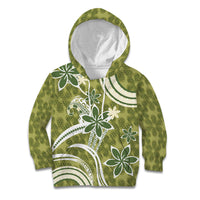 Hawaii Pupuala Plumeria Olive Green Kid Hoodie Polynesian Pattern LT01 Hoodie Olive Green - Polynesian Pride