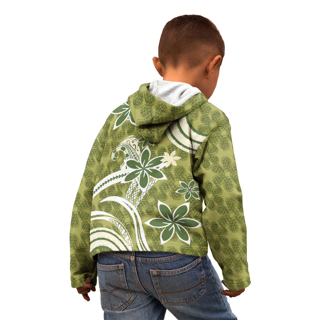 Hawaii Pupuala Plumeria Olive Green Kid Hoodie Polynesian Pattern LT01 - Polynesian Pride