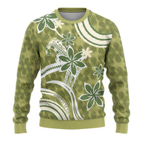 Hawaii Pupuala Plumeria Olive Green Ugly Christmas Sweater Polynesian Pattern LT01 - Polynesian Pride