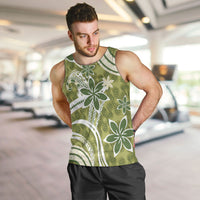 Hawaii Pupuala Plumeria Olive Green Men Tank Top Polynesian Pattern LT01 Olive Green - Polynesian Pride