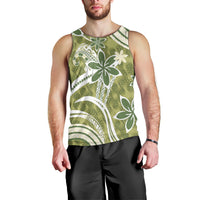 Hawaii Pupuala Plumeria Olive Green Men Tank Top Polynesian Pattern LT01 - Polynesian Pride