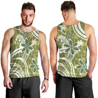 Hawaii Pupuala Plumeria Olive Green Men Tank Top Polynesian Pattern LT01 - Polynesian Pride
