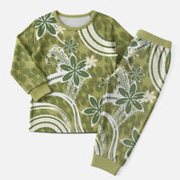 Hawaii Pupuala Plumeria Olive Green Christmas Pajama Set Polynesian Pattern LT01 Men Olive Green - Polynesian Pride