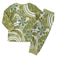 Hawaii Pupuala Plumeria Olive Green Christmas Pajama Set Polynesian Pattern LT01 - Polynesian Pride