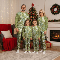 Hawaii Pupuala Plumeria Olive Green Christmas Pajama Set Polynesian Pattern LT01 - Polynesian Pride
