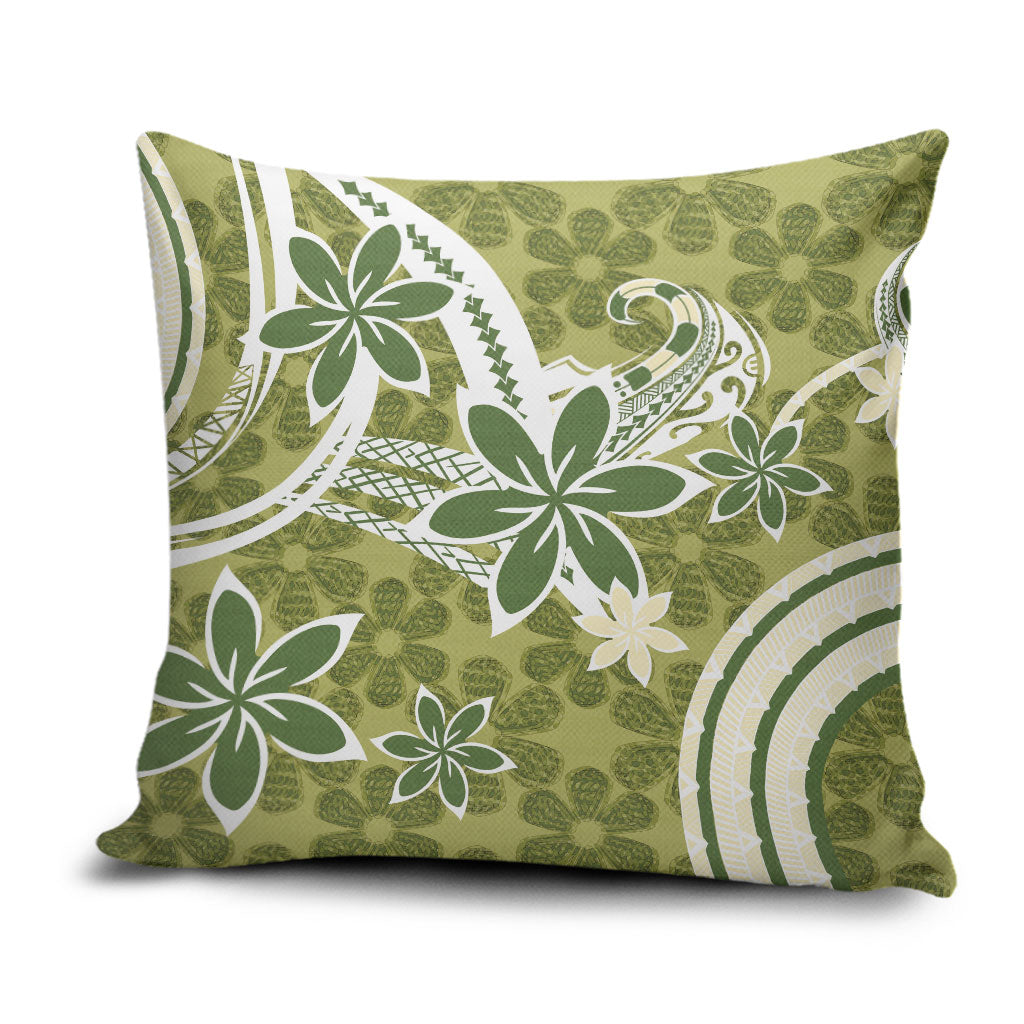 Hawaii Pupuala Plumeria Olive Green Pillow Cover Polynesian Pattern LT01 Olive Green - Polynesian Pride