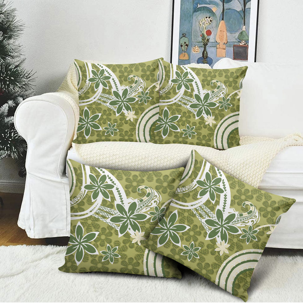 Hawaii Pupuala Plumeria Olive Green Pillow Cover Polynesian Pattern LT01 - Polynesian Pride