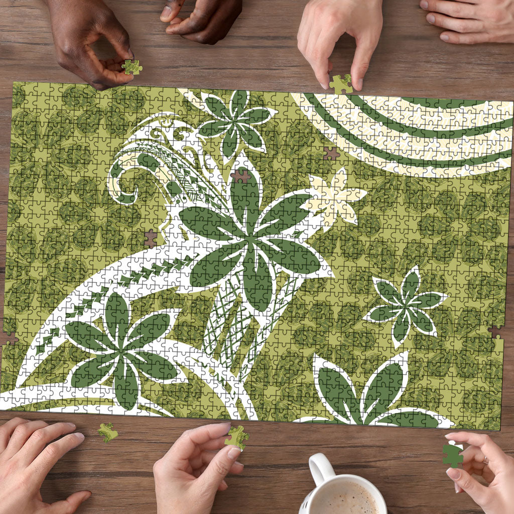 Hawaii Pupuala Plumeria Olive Green Puzzle Polynesian Pattern LT01 - Polynesian Pride