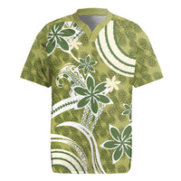 Hawaii Pupuala Plumeria Olive Green Rugby Jersey Polynesian Pattern LT01 Olive Green - Polynesian Pride