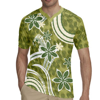 Hawaii Pupuala Plumeria Olive Green Rugby Jersey Polynesian Pattern LT01 - Polynesian Pride