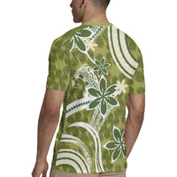 Hawaii Pupuala Plumeria Olive Green Rugby Jersey Polynesian Pattern LT01 - Polynesian Pride