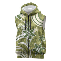 Hawaii Pupuala Plumeria Olive Green Sleeveless Zip Hoodie Polynesian Pattern LT01 Olive Green - Polynesian Pride