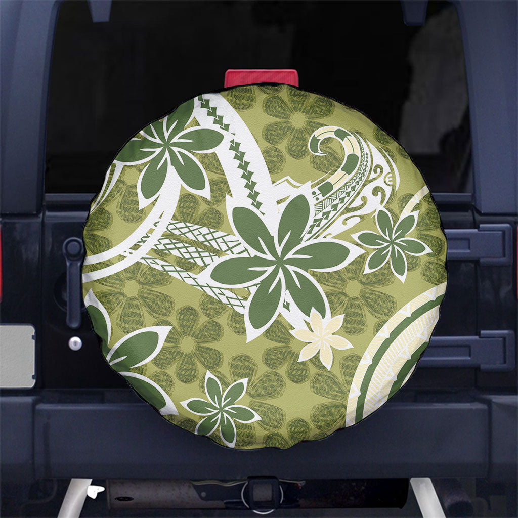 Hawaii Pupuala Plumeria Olive Green Spare Tire Cover Polynesian Pattern LT01 No hole Olive Green - Polynesian Pride