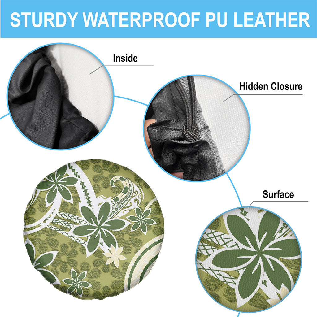 Hawaii Pupuala Plumeria Olive Green Spare Tire Cover Polynesian Pattern LT01 - Polynesian Pride