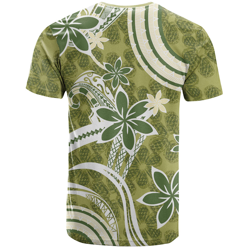 Hawaii Pupuala Plumeria Olive Green T Shirt Polynesian Pattern LT01 - Polynesian Pride