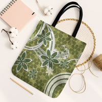 Hawaii Pupuala Plumeria Olive Green Tote Bag Polynesian Pattern LT01 Black Strap One Size Olive Green - Polynesian Pride