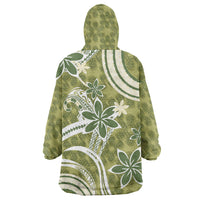 Hawaii Pupuala Plumeria Olive Green Wearable Blanket Hoodie Polynesian Pattern LT01 - Polynesian Pride