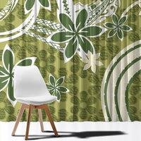 Hawaii Pupuala Plumeria Olive Green Window Curtain Polynesian Pattern LT01 - Polynesian Pride