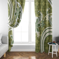 Hawaii Pupuala Plumeria Olive Green Window Curtain Polynesian Pattern LT01 - Polynesian Pride