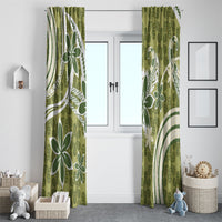 Hawaii Pupuala Plumeria Olive Green Window Curtain Polynesian Pattern LT01 - Polynesian Pride