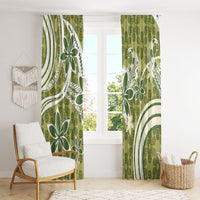 Hawaii Pupuala Plumeria Olive Green Window Curtain Polynesian Pattern LT01 - Polynesian Pride